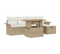 vidaXL Set di divani da Giardino 6 Pezzi con Cuscini. Perfetto per arredare Gli spazi Esterni, in Beige e Realizzato in Rattan Sintetico. Offre posti a Sedere Comodi per 5 Persone, Incluso Un Mix di