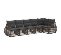 vidaXL Set di divani da giardino, 6 pezzi, grigio e grigio scuro, divano da giardino moderno, resistente alle intemperie, con cuscini, set di mobili per il patio alla moda
