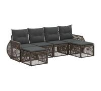 vidaXL Set di divani da giardino, 6 pezzi, grigio e grigio scuro, divano da giardino moderno, resistente alle intemperie, modulare, set da patio contemporaneo, loveseat imbottito, benessere all'aria