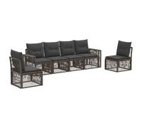 vidaXL Set di divani da giardino, 6 pezzi, grigio e grigio scuro, divano da giardino moderno, seduta resistente alle intemperie, design modulare, mobili per esterni, set comodo