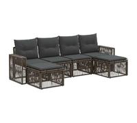 vidaXL Set di divani da giardino 6 pezzi grigio e grigio scuro polyrattan, divano da giardino moderno, design modulabile anti-intemperie, mobili da esterno per patio, balcone e cortile