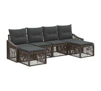 vidaXL Set di divani da giardino, 6 pezzi, grigio rattan sintetico, divano da giardino moderno e modulare, resistente alle intemperie, con cuscini regolabili, ideale per rilassarsi all'aria aperta