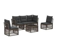 vidaXL Set di divani da giardino, 6 pezzi, grigio rattan sintetico, divano da giardino moderno, resistente alle intemperie, design modulare, set da esterno, divano in polyrattan durevole per patio