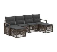vidaXL Set di divani da giardino, 6 pezzi, grigio rattan sintetico, divano modulare per patio moderno, resistente alle intemperie, ideale per giardino, terrazza, spazi esterni