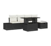 vidaXL Set di 6 divani da giardino in rattan sintetico nero con cuscino e spazio di archiviazione, perfetto per rilassarsi all'aperto e mobili sociali, seduta sezionale, sedia a cubo Patio