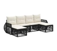vidaXL Set di divani da giardino, 6 pezzi, nero e bianco crema, divano da giardino moderno, resistente alle intemperie, modulare, set da patio contemporaneo, loveseat imbottito, benessere all'aria
