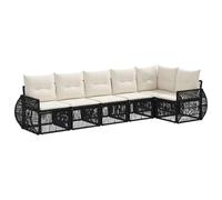vidaXL Set di divani da giardino, 6 pezzi, nero e bianco crema, divano da giardino moderno, resistente alle intemperie, con cuscini, set di mobili per il patio alla moda