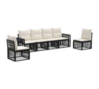 vidaXL Set di divani da giardino, 6 pezzi, nero e bianco crema, divano da giardino moderno, seduta resistente alle intemperie, design modulare, mobili per esterni, set comodo