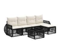 vidaXL Set di divani da giardino, 6 pezzi, nero e bianco crema, divano modulare moderno, resistente alle intemperie, per giardino, seduta all'aperto, vicino alla piscina, mobili da patio