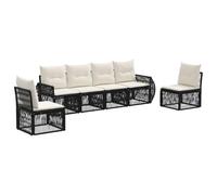 vidaXL Set di divani da giardino, 6 pezzi, nero e bianco crema, divano modulare moderno, resistente alle intemperie, ideale per conversazioni in giardino, patio
