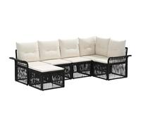 vidaXL Set di divani da giardino, 6 pezzi, nero, in rattan sintetico, moderno per esterni, resistente alle intemperie, design modulare, comoda schiuma, sedili regolabili in giardino