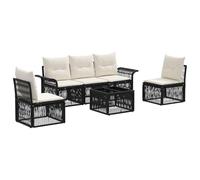vidaXL Set di divani da giardino 6 pezzi nero polyrattan, mobili da giardino alla moda, mobili resistenti alle intemperie, zona relax all'aperto, sedili imbottiti per Momenti confortevoli