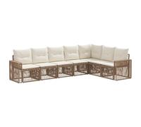 vidaXL Set di divani da giardino, 7 pezzi, beige e bianco crema, divano da giardino moderno e resistente alle intemperie, set modulare, relax all'aperto, rattan e cuscini in schiuma
