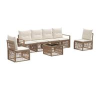 vidaXL Set di divani da giardino, 7 pezzi, beige polyrattan, divano da giardino moderno e resistente alle intemperie, in polyrattan, mobili confortevoli per esterni