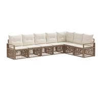 vidaXL Set di divani da giardino, 7 pezzi, beige, rattan sintetico, divano moderno, resistente alle intemperie, modulo per giardino, mobili da patio, comodo per sedersi