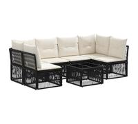 vidaXL Set di divani da giardino, 7 pezzi, colore nero polyrattan, divano da giardino moderno, mobili da esterno resistenti alle intemperie, design modulare, comfort per rilassarsi e cenare all'aperto