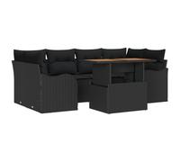vidaXL Set di Divani da Giardino, 7 Pezzi, Comodi Cuscini in Rattan Resina Nera. Divano sezionale per 5 Persone, Ideale per Esterni e Patio. Arredamento Moderno per terrazze e Lounge sul lungomare.