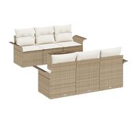 vidaXL Set divani Giardino 7 Pezzi con Cuscini Beige e Panna