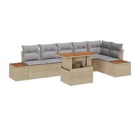 vidaXL Set di divani da Giardino 7 Pezzi con Cuscini Beige e Grigio Chiaro. Ha Un Design modulare Che puoi Regolare a Tuo piacimento. Questi mobili Sono Resistenti all’Acqua e Perfetti per balconi,