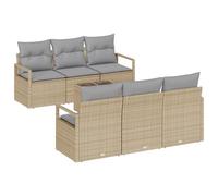 vidaXL Set di divani da Giardino 7 Pezzi con Cuscini Beige e Grigio Chiaro. Ha Un Design modulare e Piedi Regolabili. È Resistente alle intemperie, Fatto in Poliestere, ed è Perfetto per Rilassarsi a