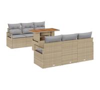vidaXL Set di divani da Giardino 7 Pezzi con Cuscini Beige in polirattan. Comodi, con Piedi Regolabili e Un Design Moderno. Perfetti per Patio, balconi e spazi Esterni, Ideali per arredare Una terraz