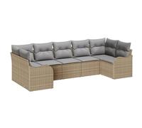 vidaXL Set di Divani da Giardino 7 Pezzi con Cuscini Beige in Polirattan, Divano a Due Posti Ripostiglio e Cuscini Beige in Polirattan