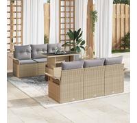 vidaXL Set di divani da giardino 7 pezzi con cuscini beige in rattan sintetico