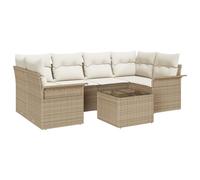 vidaXL Set di divani da giardino in 7 pezzi, con cuscini beige in rattan poliestere | Può ospitare 5 persone | Mobili da esterno resistenti alle intemperie | Area di riposo confortevole e stilizzata |