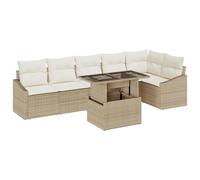 vidaXL Set Divano Giardino 7 Pezzi con Cuscini Beige Polyrattan