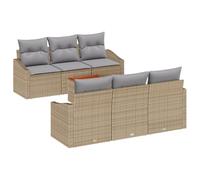 vidaXL Set di divani da Giardino, 7 Pezzi con Cuscini Beige in Rattan Sintetico e Legno d'acacia. Perfetto per arredare Esterni Come balconi, terrazze, patii o Aree Lounge. Divani Resistenti alle in