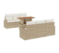 vidaXL Set di divani da giardino a 7 pezzi con cuscini beige in polyrattan