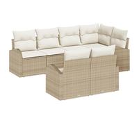 vidaXL Set di divani da Giardino 7 Pezzi con Cuscini Beige in Rattan Sintetico Resistente agli Agenti atmosferici. Design modulare per arredare l'esterno in Modo Flessibile e Creare Uno Spazio Relax.