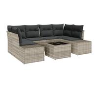 vidaXL Set Divano da Giardino 7 Pezzi con Cuscini Grigio Chiaro Polyrattan Sezionale per Mobili da Rilassamento Eleganti all'Aperto Balcone Moderno Resistente