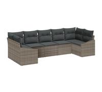 vidaXL Set di divani da Giardino 7 Pezzi con Cuscini Grigi e Beige, Arredamento modulare in Poly Rattan, per Chi Cerca Un Posto Moderno Dove Rilassarsi in Patio, Balcone, d'Estate, in terrazza o Com