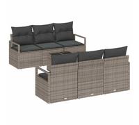vidaXL Set di divani da Giardino 7 Pezzi con Cuscini Grigi in Rattan Sintetico. Design modulare, con Piedini Regolabili. Resistente alle intemperie, in Poliestere. Perfetto per Rilassarsi all'aperto