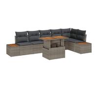 vidaXL Set Divano da Giardino 7 Pezzi con Cuscini Grigio Rattan