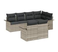 vidaXL Set di divani da Giardino 7 Pezzi con Cuscini Grigio Chiaro in polyrattan, Grande, Comodo, modulare, Resistente alle intemperie, di Lusso, per mobili da Patio, Seduta sezionale