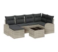vidaXL Set di divani da Giardino 7 Pezzi con Cuscini Grigio Chiaro Rattan Sistemazione da Esterno per 4 Design Intrecciato a Mano Tavolo di stoccaggio Incluso Perfetti per balconi e patii Mobili MOD