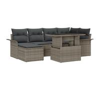 vidaXL Set di Divani da Giardino 7 Pezzi con Cuscini Grigio Polirattan Mobili da Esterno Moderni per Balconi e Patii Comodi Modular con Cuscini Trapuntati