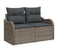 vidaXL Set di Divani da Giardino 7 Pezzi con Cuscini Grigio Polyrattan, Divano da Giardino 2 Posti con Contenitore & Cuscini Grigio Polyrattan