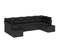 vidaXL Set di divani da giardino in 7 pezzi, con cuscini neri in rattan polimerico sezionale per esterni | Sedili spaziosi per una facile manutenzione, design elegante e resistente alle intemperie
