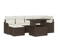 vidaXL Set di divani da Giardino 7 Pezzi con Cuscini in Rattan Sintetico Marrone e Panna. È Un Elegante Insieme modulare per Rilassarsi all'aperto e socializzare. Perfetti per Patio e terrazze, Quest