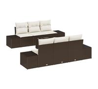 vidaXL Set di divani da Giardino 7 Pezzi con Cuscini, in Rattan Sintetico Marrone, Resistente alle intemperie. Sono mobili modulari per l'uso all'aperto, con posti a Sedere per 5 Persone. Perfetto p