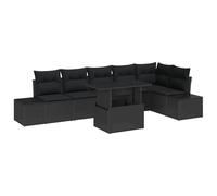 vidaXL Set di 7 divani da giardino con cuscino, colore nero, in rattan sintetico, modulare, per esterni, per 6 stagioni, con funzione di stoccaggio, perfetti mobili da giardino e balconi lounge