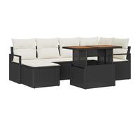vidaXL Set di divani da Giardino 7 Pezzi, con Cuscini Neri in Rattan. Perfetto per Il Tuo Balcone, conservatorio o Patio. Ottimo per Una Bella Serata d'Estate.