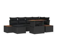 vidaXL Set di divani da Giardino, 7 Pezzi con Cuscini, Tavolo in Legno, Rattan Nero. Mobili da Esterno, Design modulare, Comodi, Resistenti alle intemperie, Stile Moderno, durevoli, Perfetti per Il