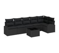 vidaXL Set di divani da Giardino 7 Pezzi di, Completo di Cuscini. Ha Un Design modulare, è Fatto in Rattan Sintetico Nero ed è Resistente alle intemperie. può ospitare Fino a 6 Persone ed è Perfetto