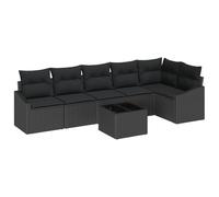 vidaXL Set di 7 divani da esterno con cuscino nero in rattan sintetico da giardino modulare mobili patio seduta relax imbottito 4 posti