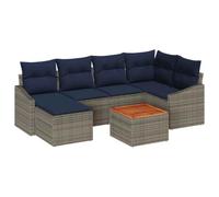 vidaXL Set di divani da giardino, 7 pezzi, grigio e blu marino, divano moderno da patio, mobili modulari per esterni, resistenti al sole, opzioni di seduta flessibili