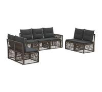vidaXL Set di divani da giardino, 7 pezzi, grigio e grigio scuro, divano da esterno, design modulare, in rattan resistente alle intemperie, set da giardino per rilassarsi in terrazza e patio